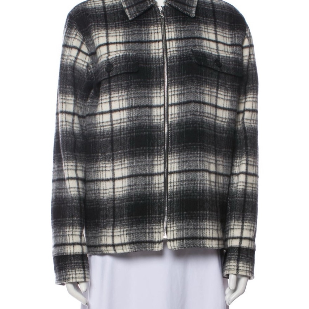 Authentic Sandro Paris Women's Plaid Utility wool zip-up Jacket- like new